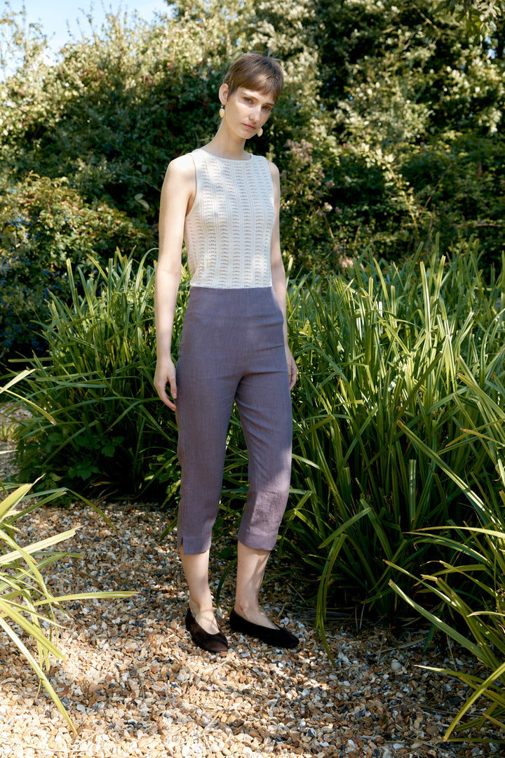 JAPANESE TRIPLE WASH HEMP CAPRI TROUSER