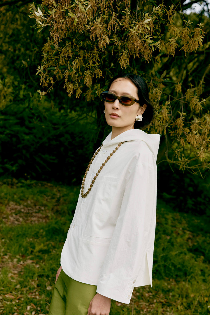 JAPANESE COTTON REEVA HOODED SHIRT