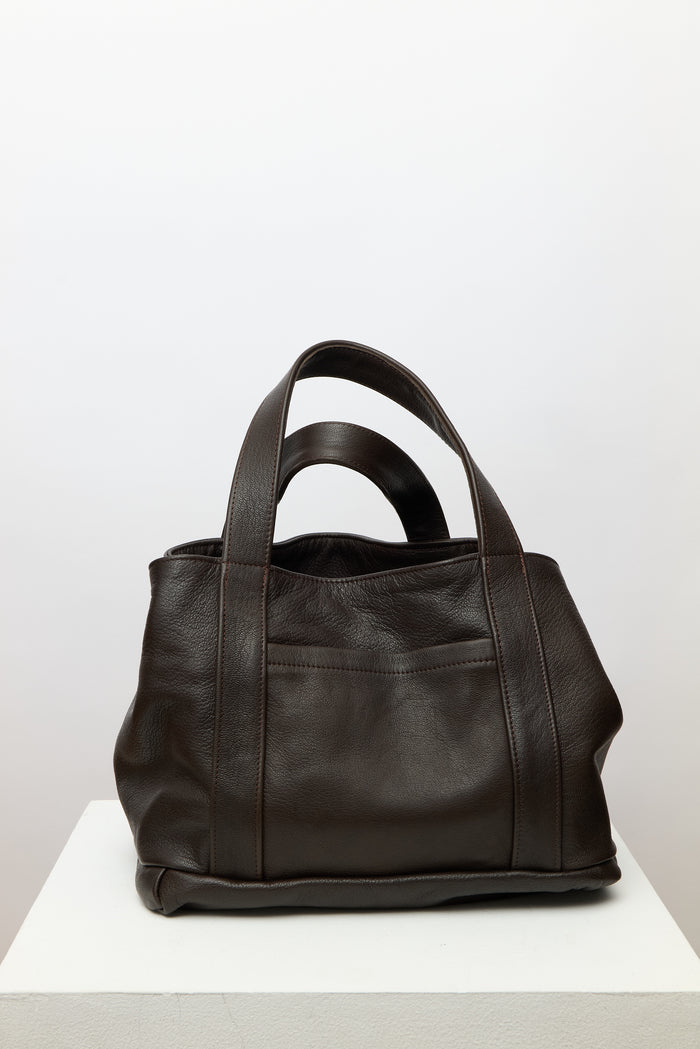 Mini Tote Bag - Brown Leather