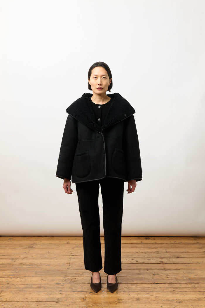 Holland Coat - Black Shearling