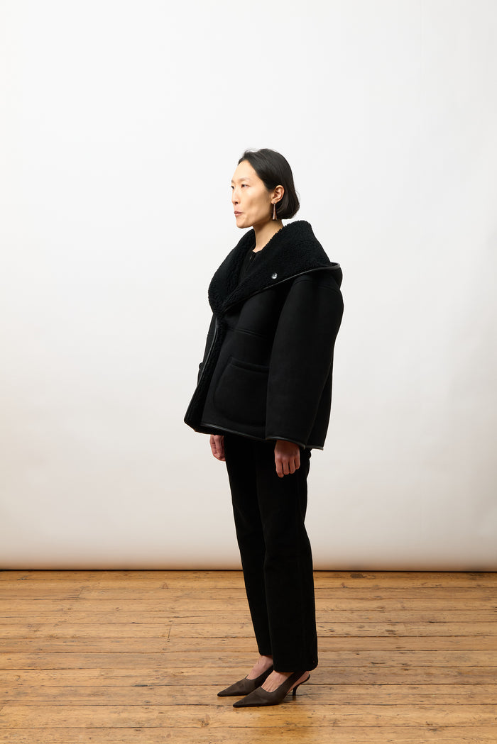 Holland Coat - Black Shearling