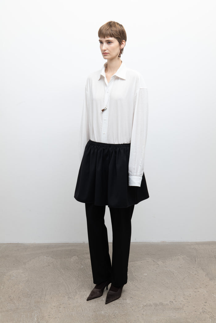 Layered Skirt Trouser - Black Wool