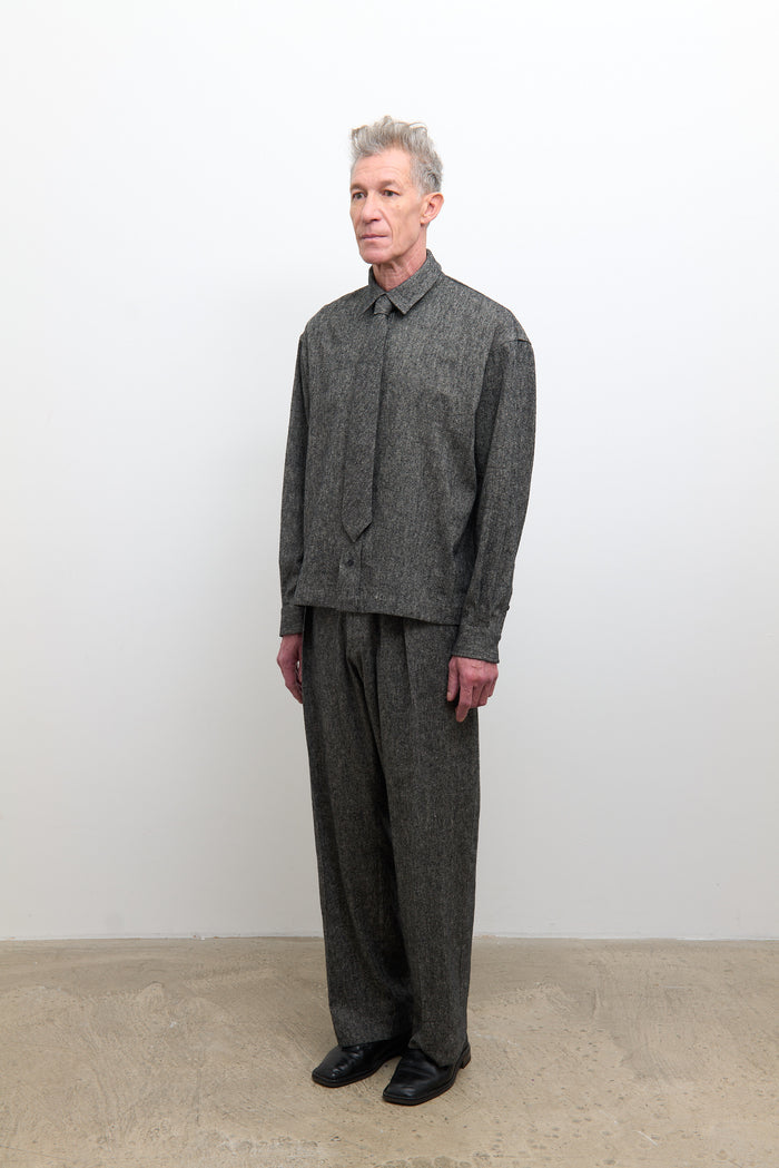 Silas Trouser - Speckled Black Flax/Silk