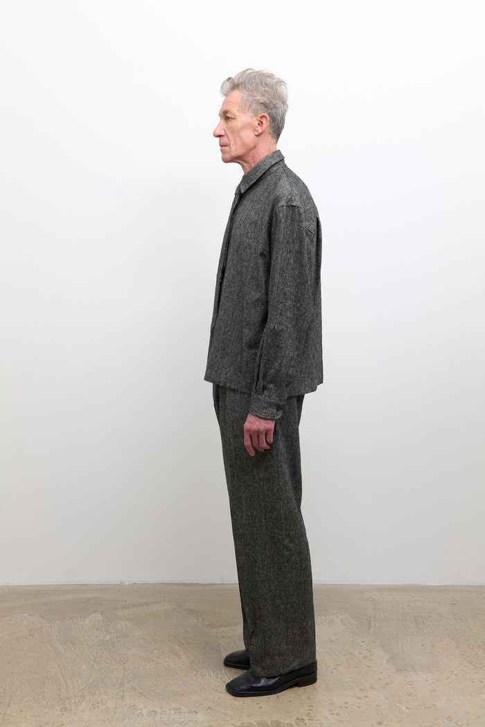 Silas Trouser - Speckled Black Flax/Silk