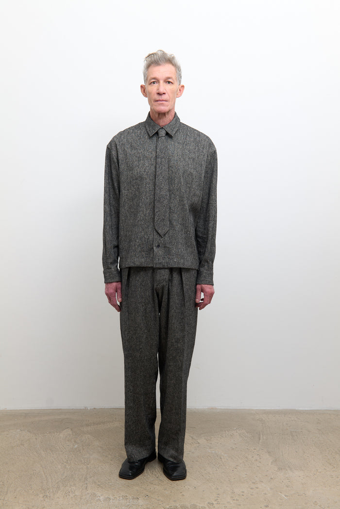 Dennis Shirt - Speckled Black Flax/Silk