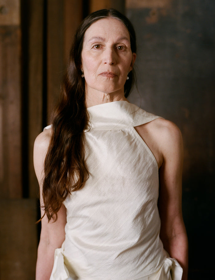 Edith Top - Ivory Slubbed Dupion