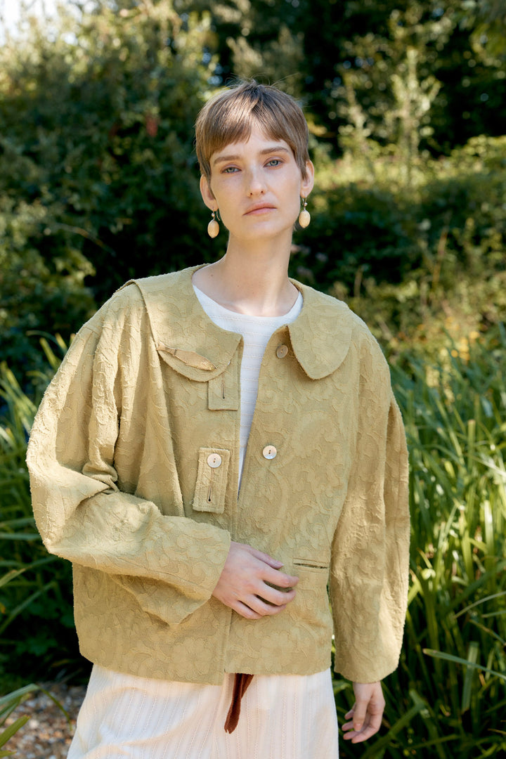JAPANESE COTTON/LINEN DYED JACQUARD ELLIE JACKET
