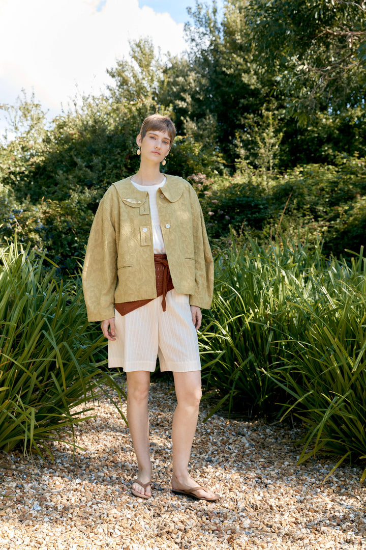 JAPANESE COTTON/LINEN DYED JACQUARD ELLIE JACKET
