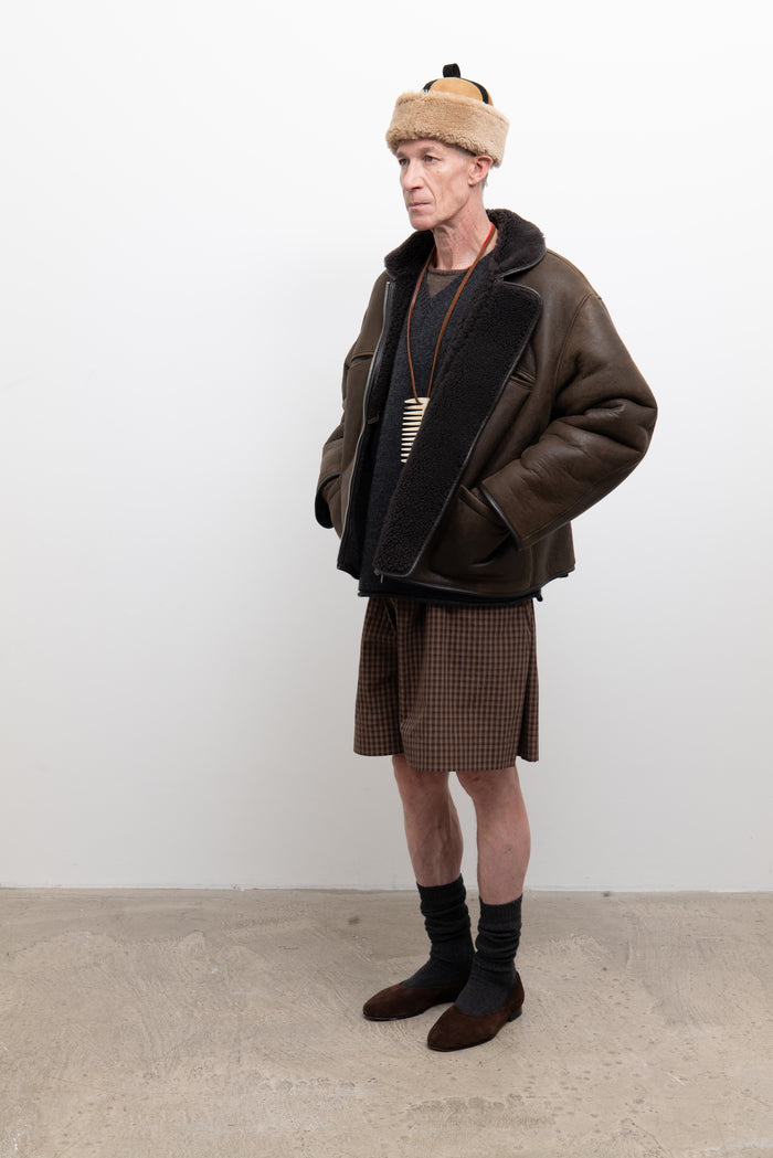 Mens Flying Jacket - Antique Chocolate Shearling