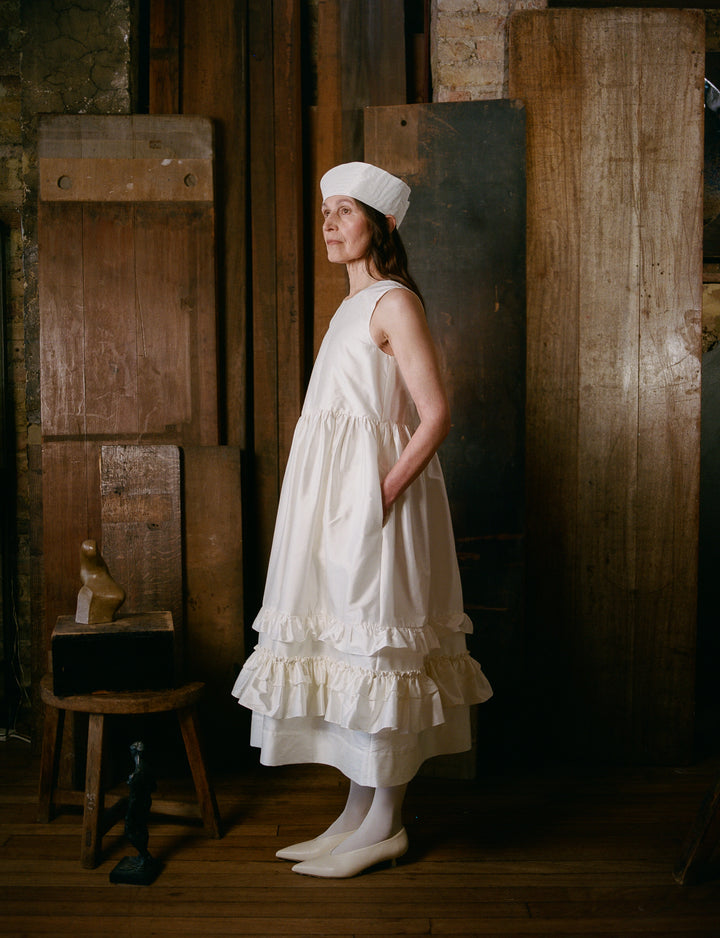GENEVIEVE DRESS - WHITE SILK TAFFETA