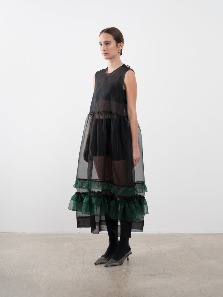 SILK ORGANZA GENEVIEVE DRESS WITH CONTRAST FRILLS