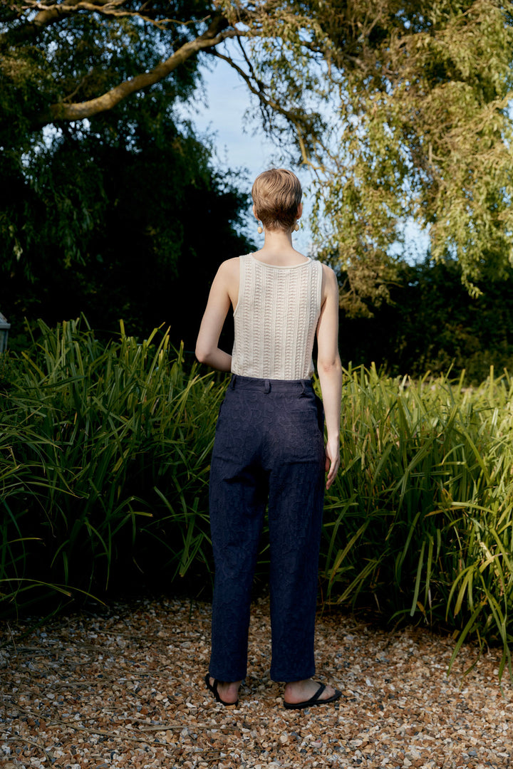 JAPANESE COTTON/LINEN DYED JACQUARD GEORGIA TROUSER