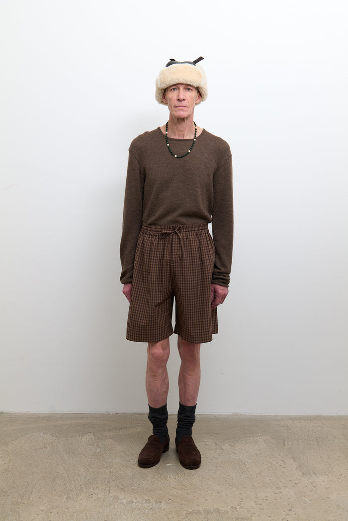 Mens Hilda Short - Chocolate/Carrot Check