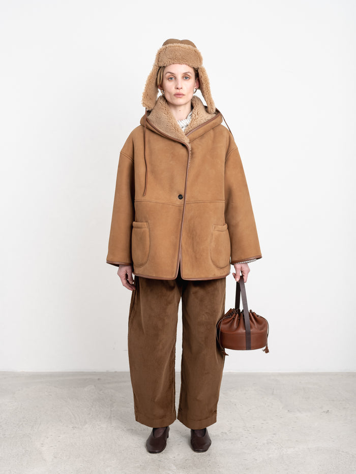 Suede Back Curly Sheepskin Reversible Holland Coat