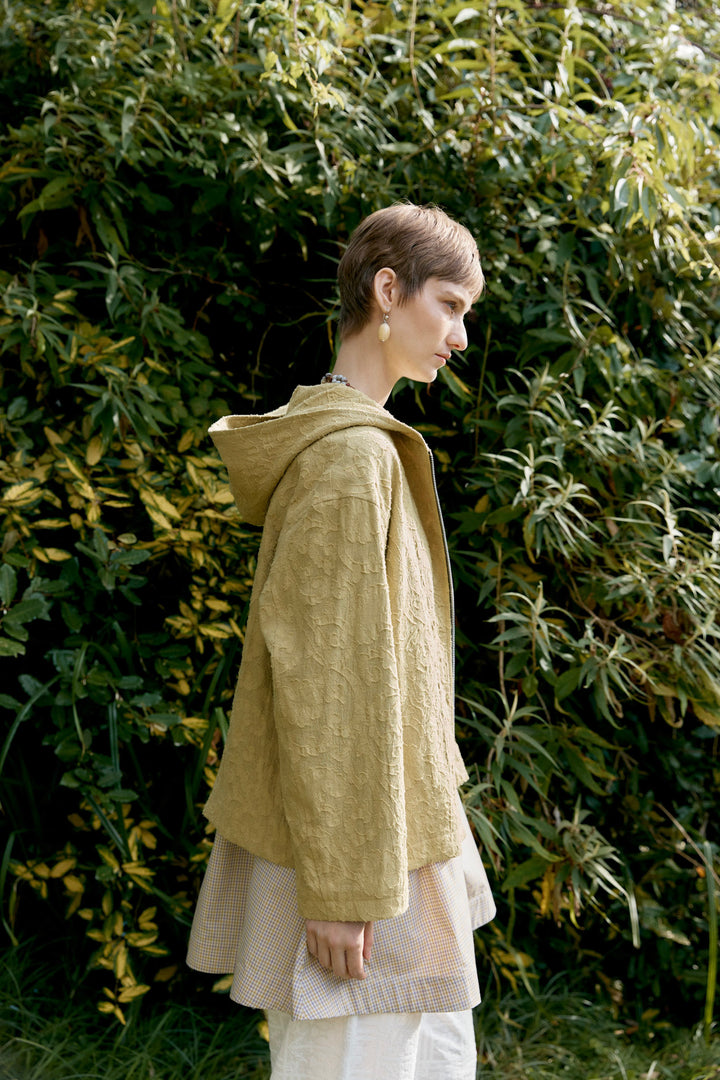 JAPANESE COTTON/LINEN DYED JACQUARD HOODY