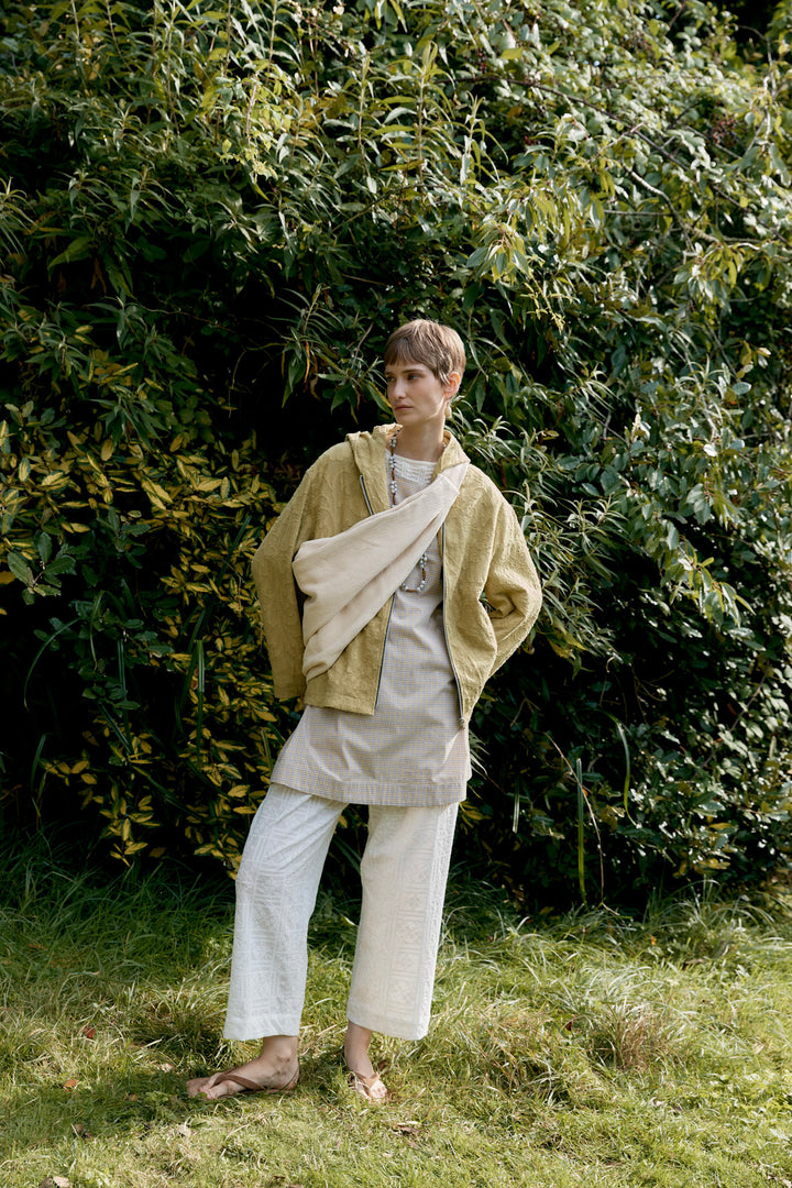 JAPANESE COTTON/LINEN DYED JACQUARD HOODY