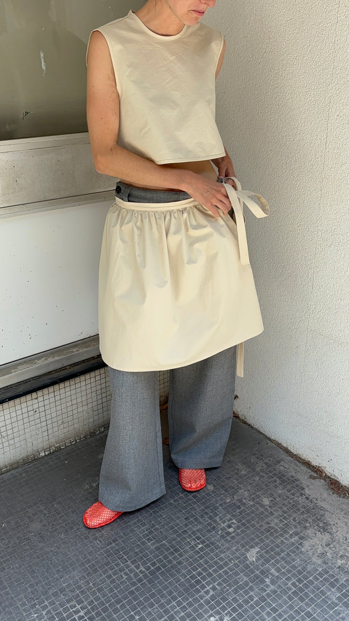 COTTON TIE APRON SKIRT