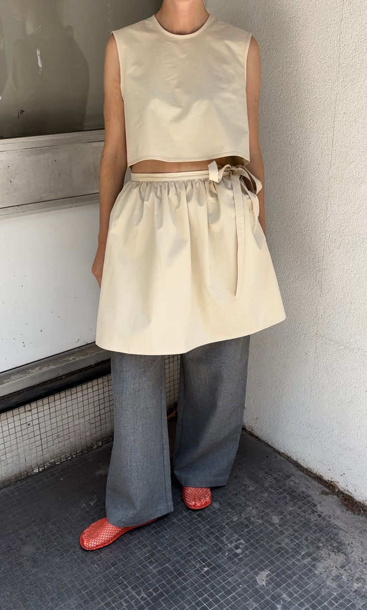 COTTON TIE APRON SKIRT