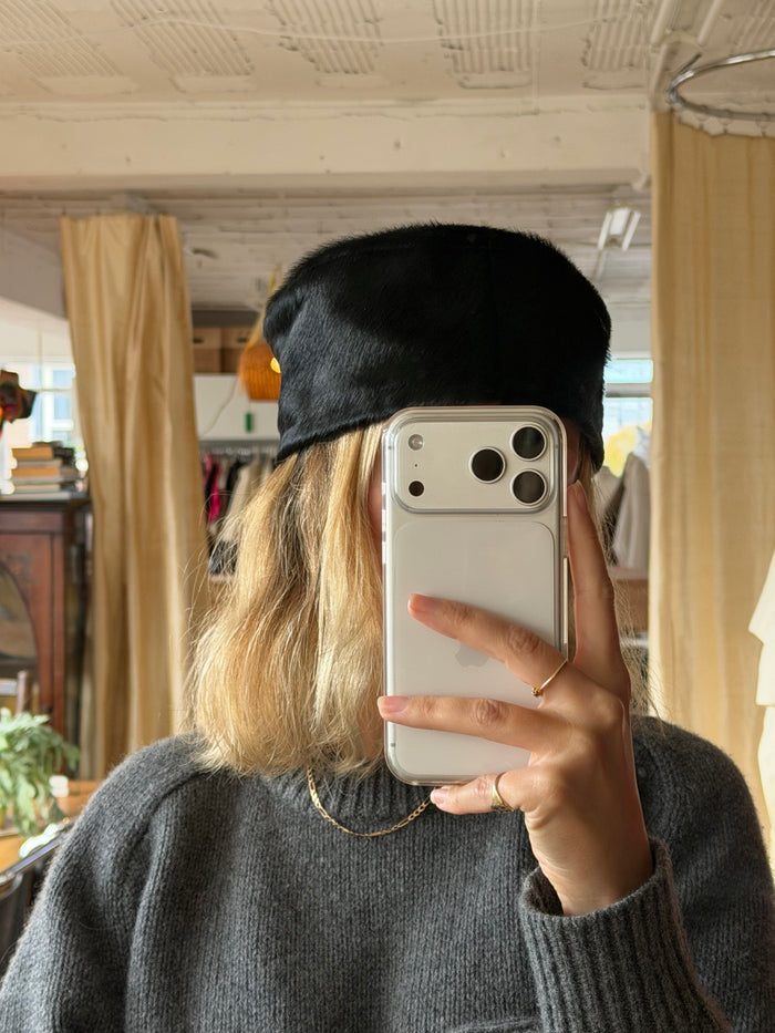 Pillbox Hat - Black Hair On Hide