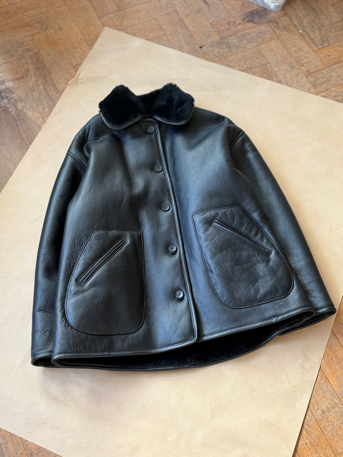 Womens Ronny Jacket - Black Leather Back Shearling