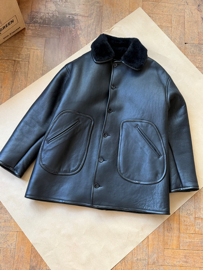 Mens Ronny Jacket - Black Leather Back Shearling