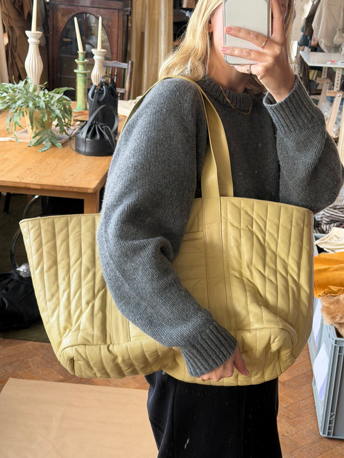 Large Quilted Tote Bag - Butter Leather