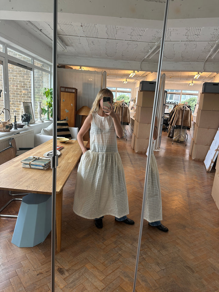 Gathered Isabella Voile Dress - Ivory