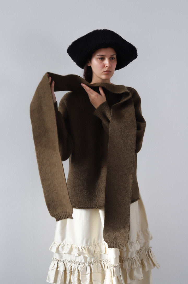 BRITISH MERINO WOOL WRAP NECK PULLOVER