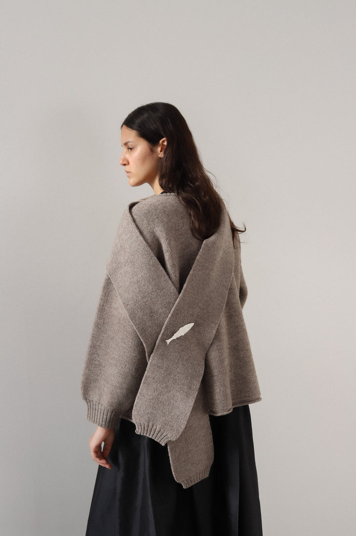 BRITISH MERINO WOOL WRAP NECK PULLOVER