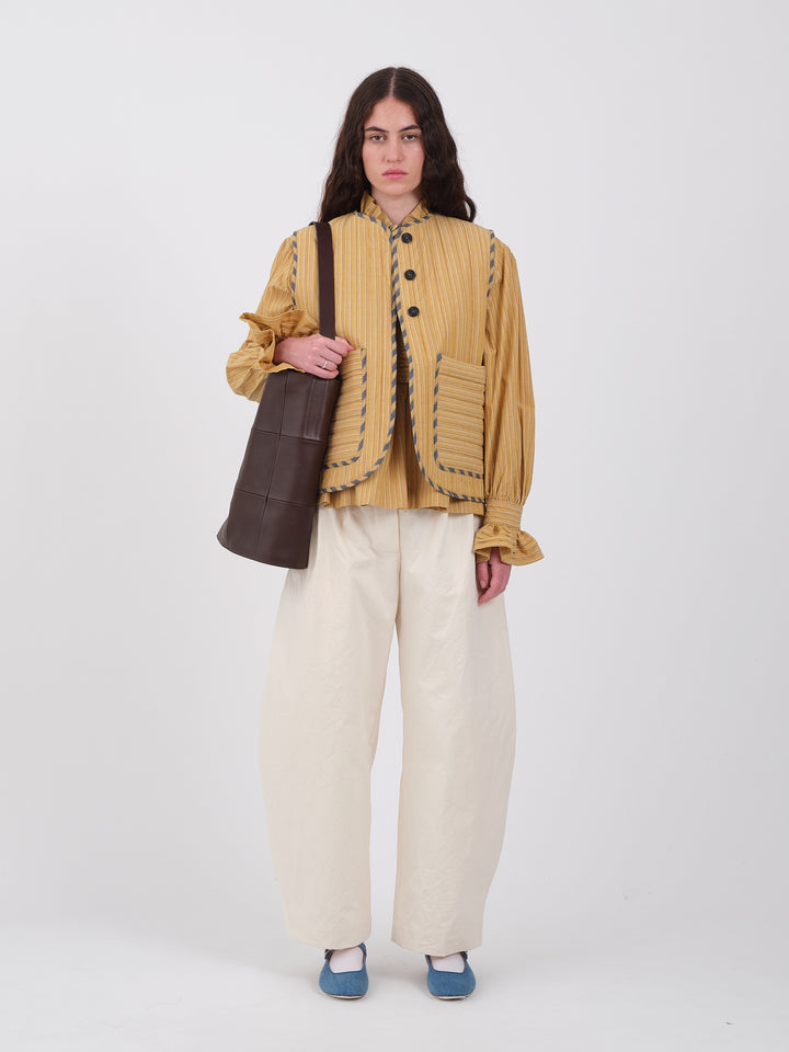 JAPANESE STRIPED COTTON QUILTED ELLA VEST