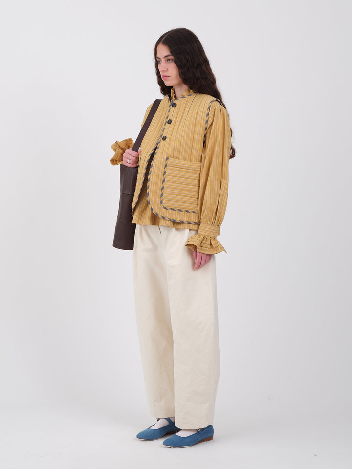 JAPANESE STRIPED COTTON QUILTED ELLA VEST