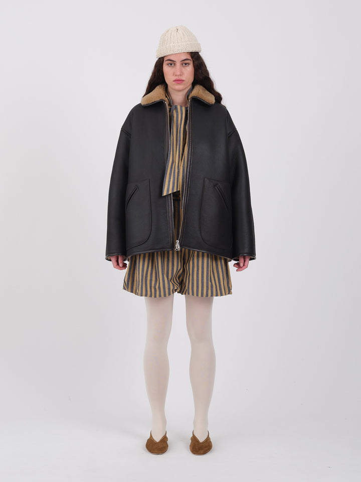 LEATHER BACK STRAIGHT HAIR SHEEPSKIN RONNY JACKET