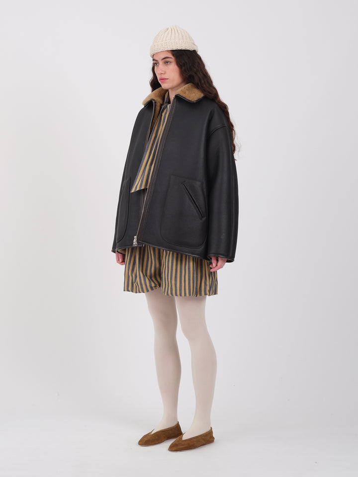 LEATHER BACK STRAIGHT HAIR SHEEPSKIN RONNY JACKET