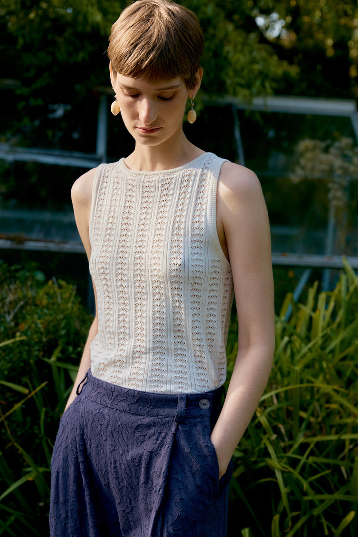 ORGANIC COTTON/MERINO WOOL POINTELLE VEST