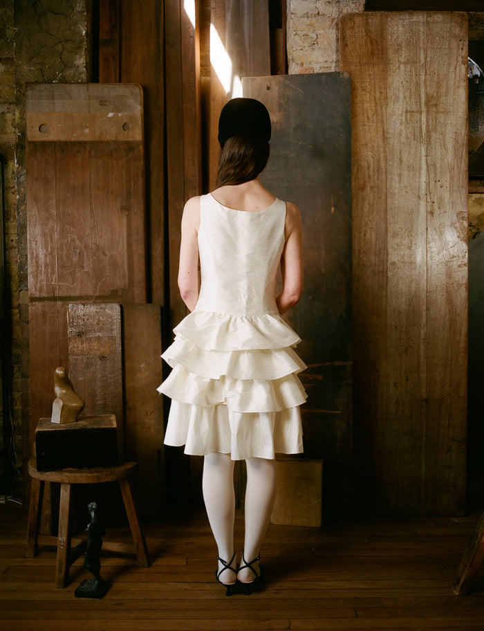 Lola Dress - Ivory Slubbed Dupion