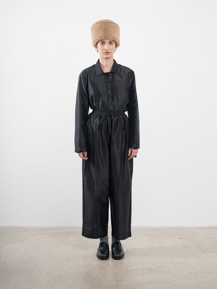 SILK DUPION DRAWSTRING LUNA TROUSER WITH TRIM