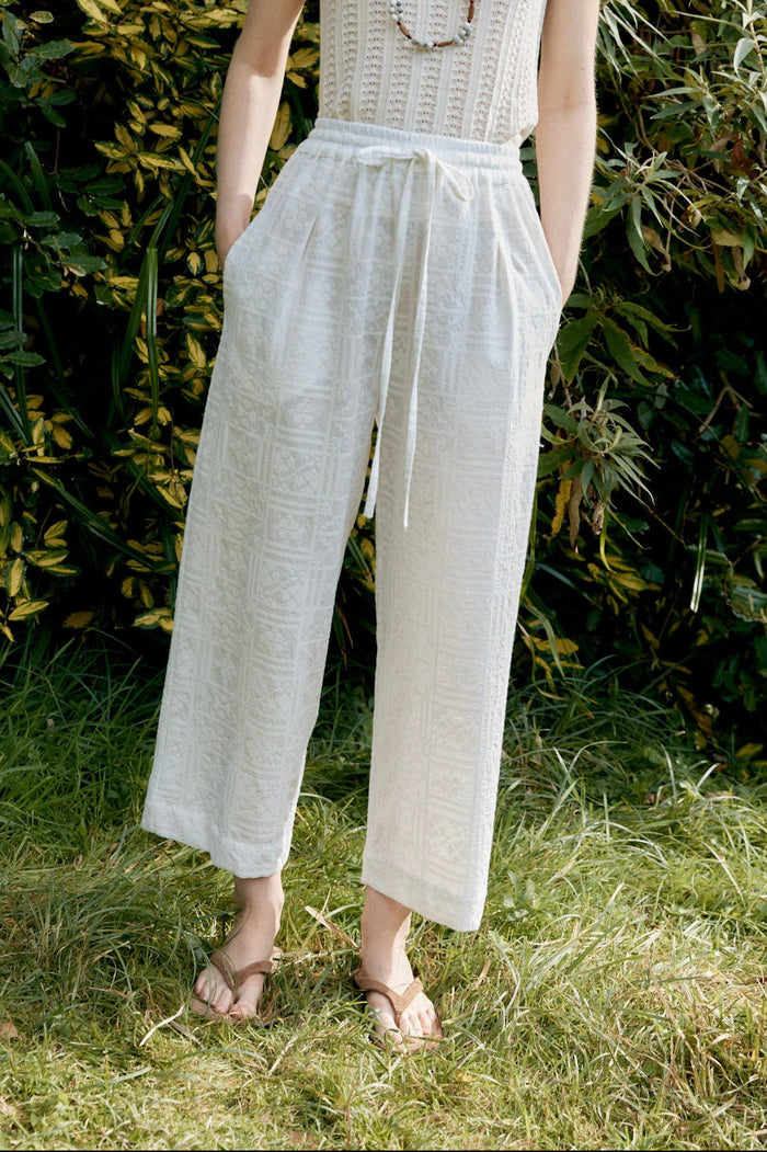 Cross Stitch Embroidery On Voile Luna Trousers