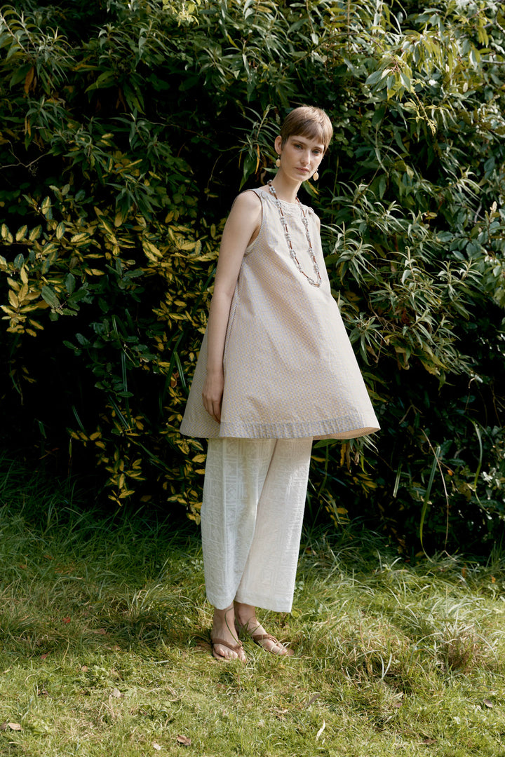 JAPANESE TYPEWRITER CHECKED COTTON MARGOT DRESS