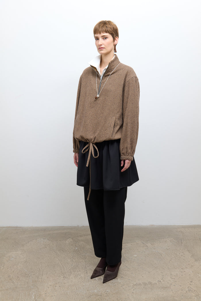 Miles Pullover - Brown Check Cotton/Wool