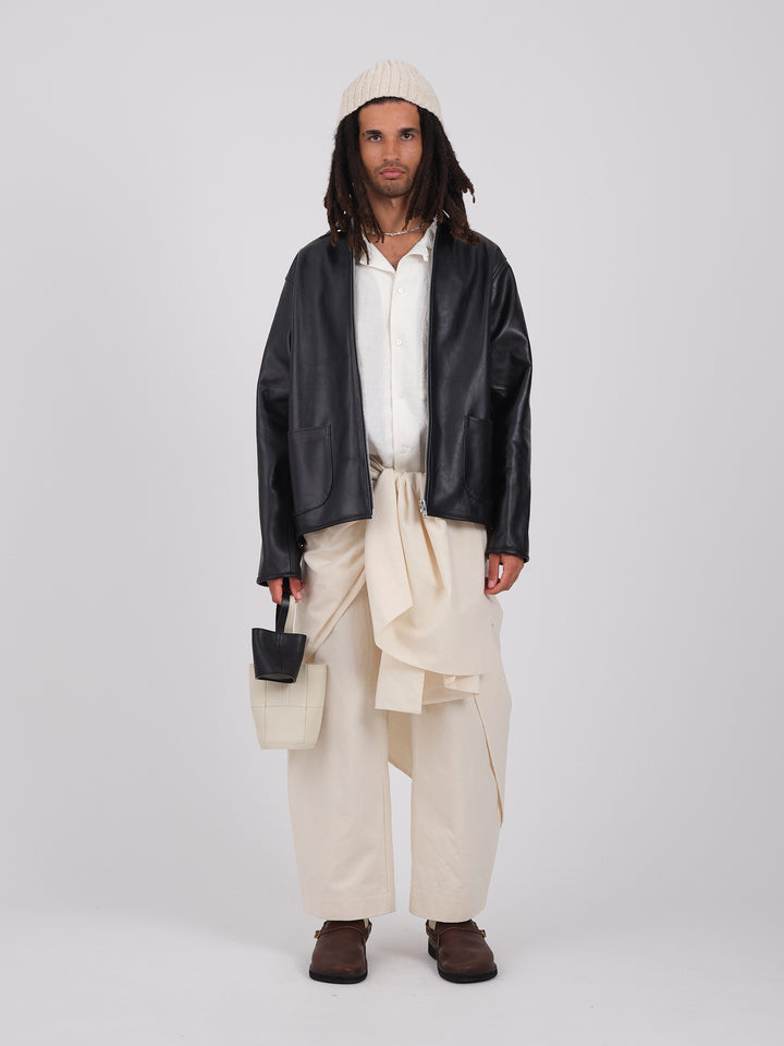 ZIP UP LEATHER SANDY JACKET