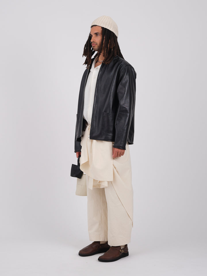 ZIP UP LEATHER SANDY JACKET