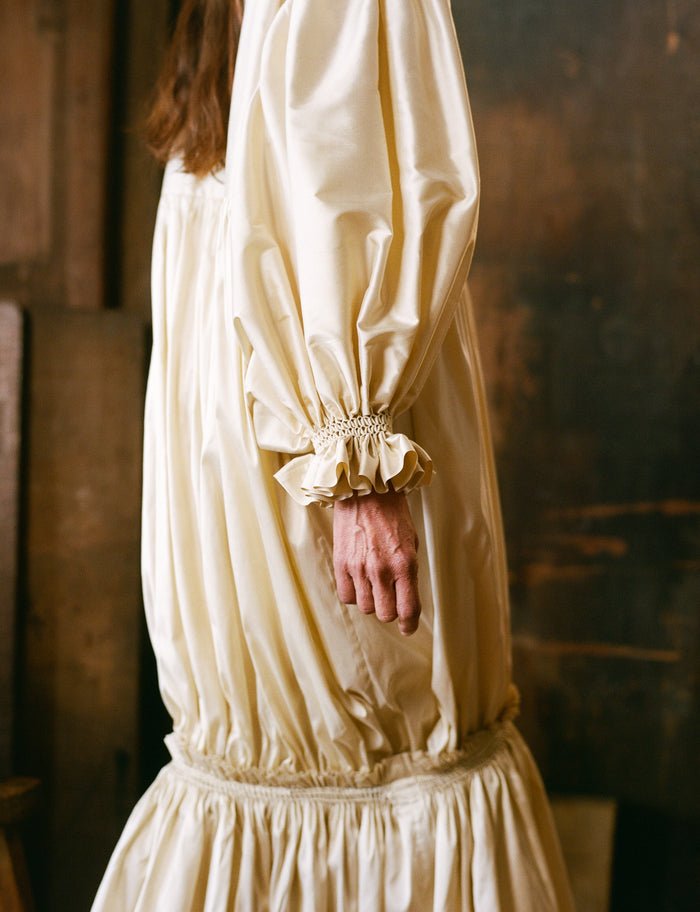 Nancy Dress - Ivory Dupion