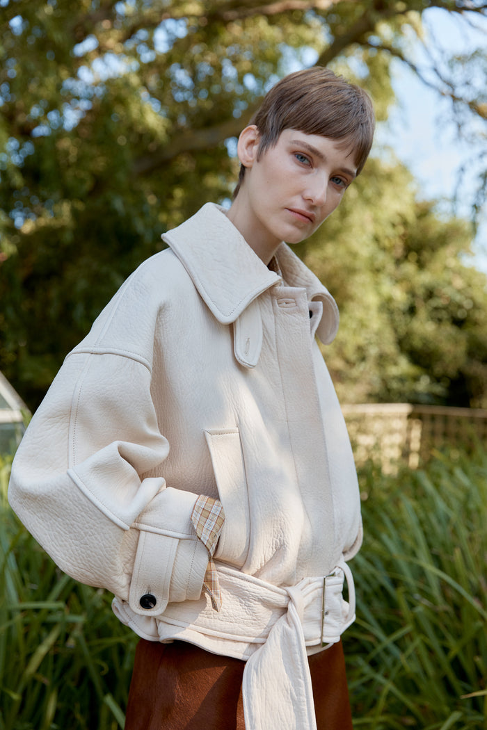 Stretch Wrinkle Leather Nara Jacket