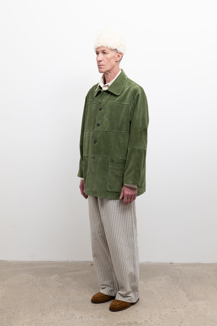Panelled Quinn Jacket - Olive Suede