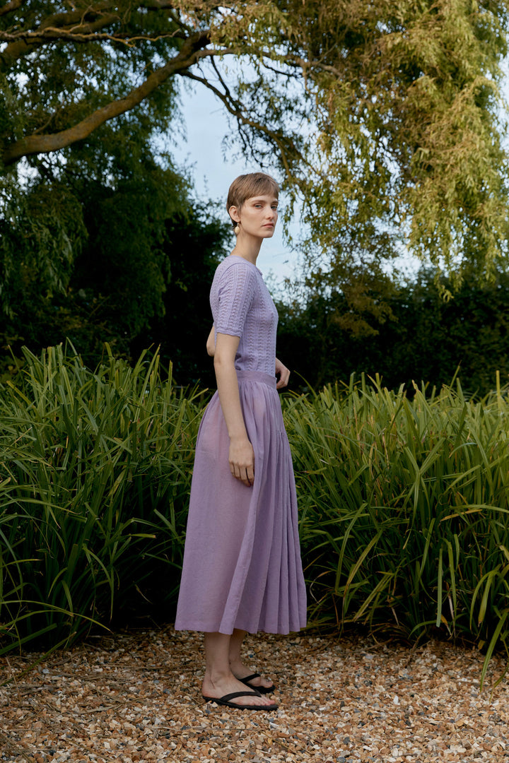 JAPANESE COTTON DYED VOILE PANEL SKIRT