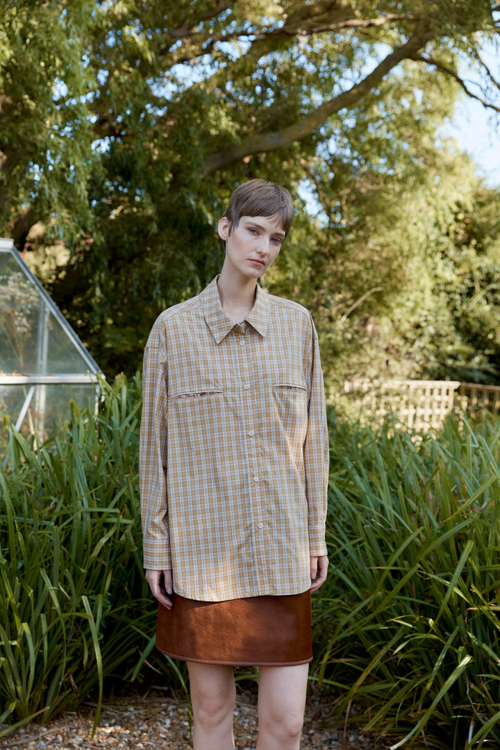 JAPANESE TYPEWRITER CHECKED COTTON PHOEBE SHIRT