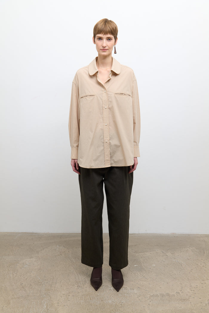 Phoebe Shirt - Sand/Oat Check