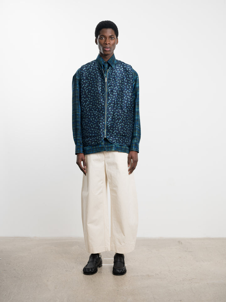 QUILTED PRINTED SILK RIVER VEST