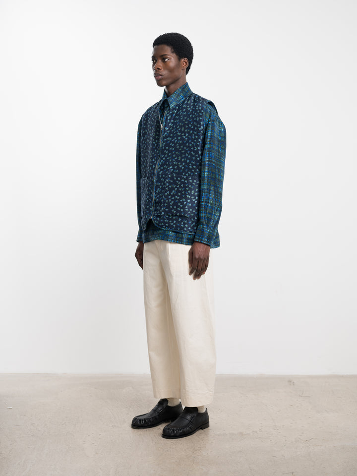 QUILTED PRINTED SILK RIVER VEST