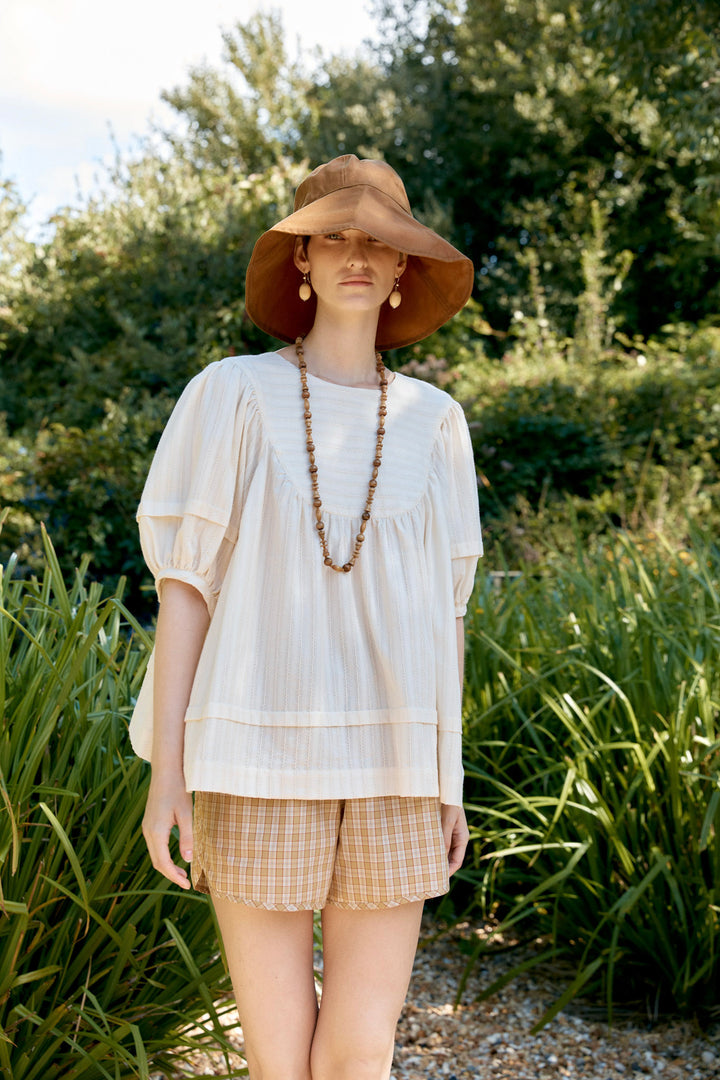 JAPANESE EMBROIDERED COTTON ROMY TOP
